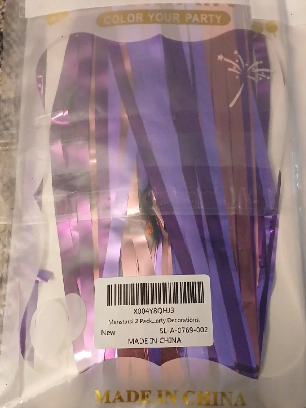 Foil Fringe Curtain - Purple and Pink 3x8. 2 Pack
